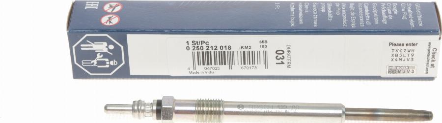 BOSCH 0 250 212 018 - Glow Plug www.parts5.com