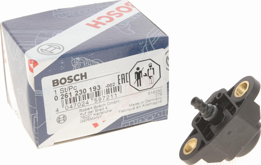 BOSCH 0 261 230 193 - Snímač, plnicí tlak www.parts5.com