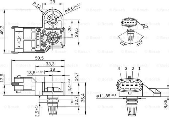 BOSCH 0 261 230 280 - Sensor, boost pressure parts5.com