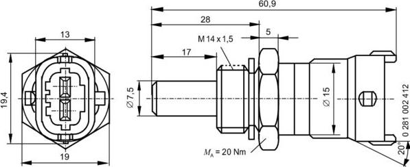 BOSCH 0 281 002 412 - Sensor, coolant temperature www.parts5.com