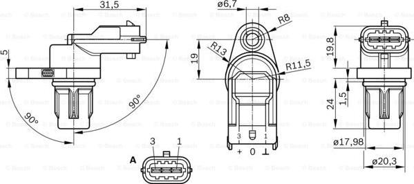 BOSCH 0 281 002 667 - Sensor, camshaft position parts5.com