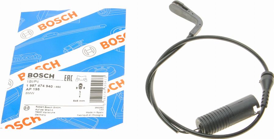 BOSCH 1 987 474 940 - Contacto de aviso, desgaste de los frenos www.parts5.com