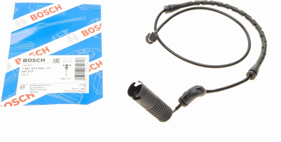 BOSCH 1 987 474 960 - Warning Contact, brake pad wear www.parts5.com