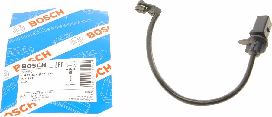 BOSCH 1 987 474 517 - Warning Contact, brake pad wear www.parts5.com