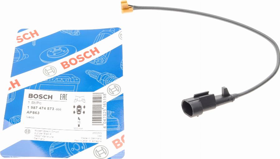 BOSCH 1 987 474 573 - Styk ostrzegawczy, zużycie okładzin hamulcowych www.parts5.com