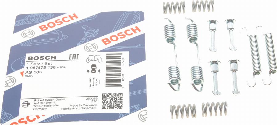 BOSCH 1 987 475 136 - Kompletni pribor, zavorne celjusti rocne zavore parts5.com