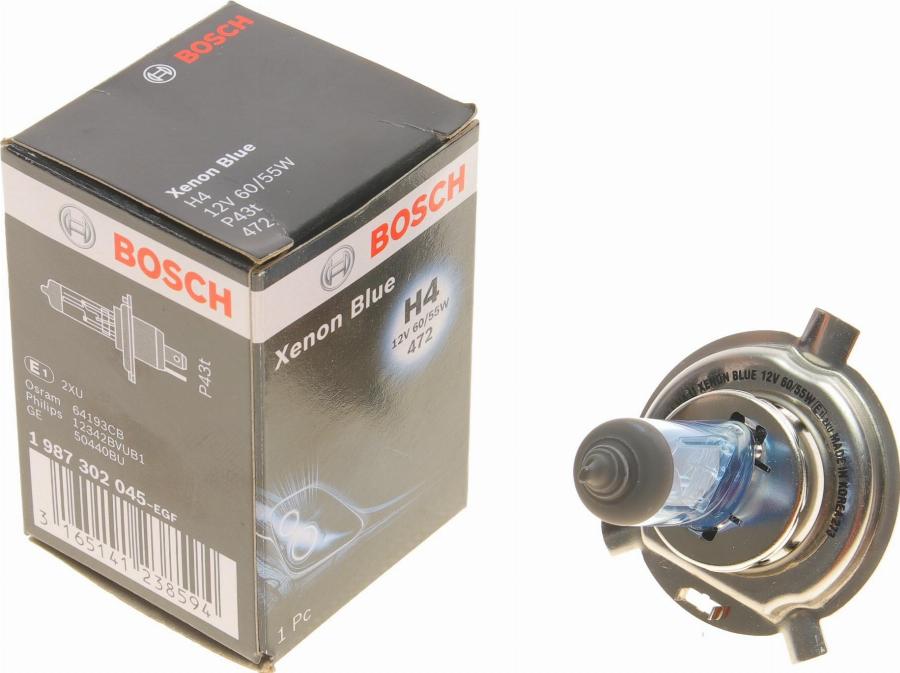 BOSCH 1 987 302 045 - Лампа накаливания, фара дальнего света www.parts5.com