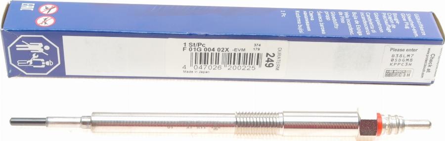 BOSCH F 01G 004 02X - Glow Plug parts5.com