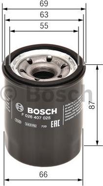 BOSCH F 026 407 025 - Φίλτρο λαδιού www.parts5.com