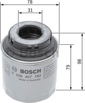 BOSCH F 026 407 183 - Filtro de aceite www.parts5.com