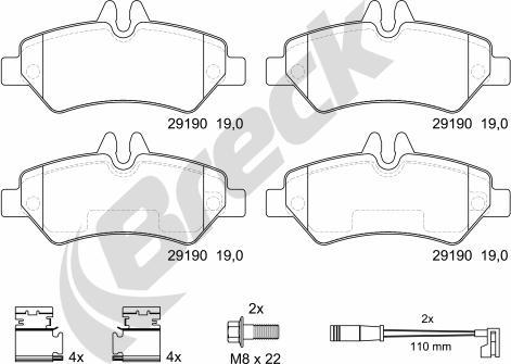 Breck 29190 00 703 10 - Brake Pad Set, disc brake www.parts5.com