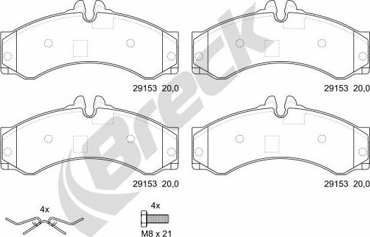 Breck 29153 00 703 00 - Komplet zavornih oblog, ploscne (kolutne) zavore www.parts5.com