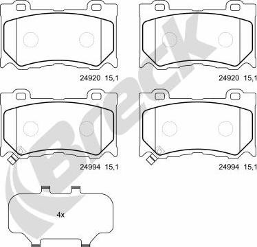 Breck 24994 00 551 00 - Brake Pad Set, disc brake www.parts5.com