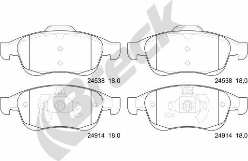 Breck 24914 00 651 00 - Тормозные колодки, дисковые, комплект www.parts5.com