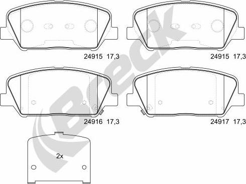 Breck 24915 00 701 00 - Sada brzdových platničiek kotúčovej brzdy www.parts5.com