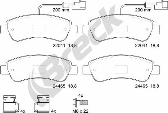 Breck 24465 00 703 10 - Juego de pastillas de freno www.parts5.com