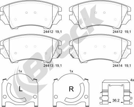 Breck 24412 00 701 10 - Brake Pad Set, disc brake www.parts5.com