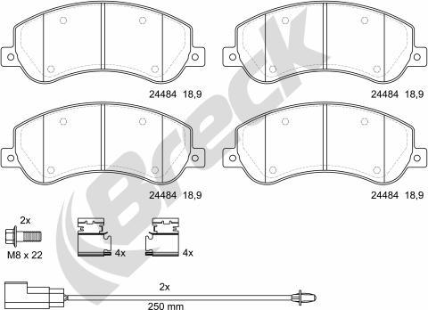 Breck 24484 00 703 10 - Brake Pad Set, disc brake www.parts5.com