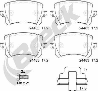 Breck 24483 00 704 10 - Комплект спирачно феродо, дискови спирачки www.parts5.com