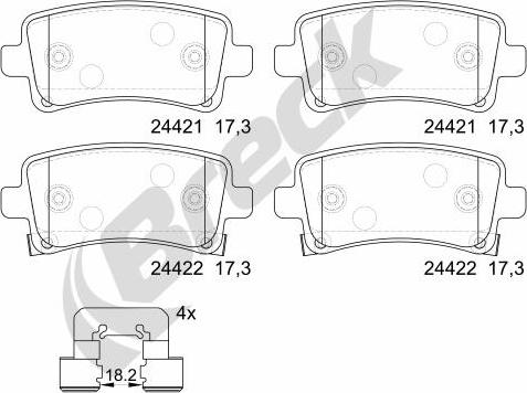 Breck 24421 00 704 10 - Set placute frana,frana disc www.parts5.com