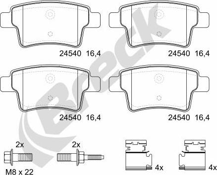 Breck 24540 00 704 00 - Brake Pad Set, disc brake www.parts5.com