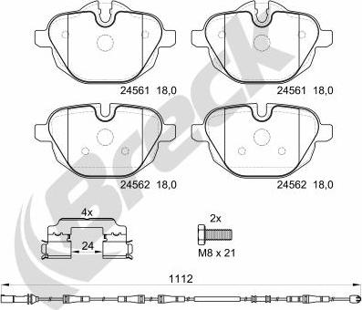 Breck 24561 00 552 20 - Komplet zavornih oblog, ploscne (kolutne) zavore www.parts5.com