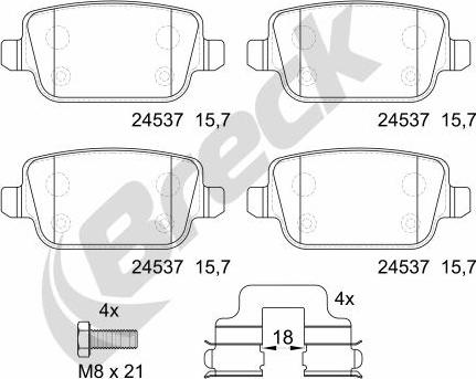 Breck 24537 00 702 00 - Bremsbelagsatz, Scheibenbremse www.parts5.com