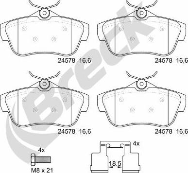 Breck 24578 00 702 00 - Set placute frana,frana disc www.parts5.com