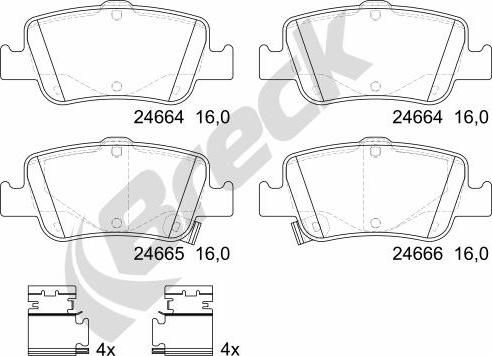 Breck 24664 00 704 10 - Brake Pad Set, disc brake www.parts5.com