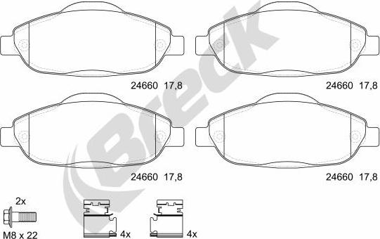 Breck 24660 00 701 00 - Piduriklotsi komplekt,ketaspidur www.parts5.com