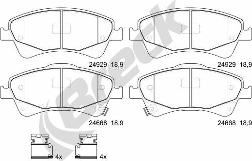 Breck 24668 00 701 00 - Set placute frana,frana disc www.parts5.com