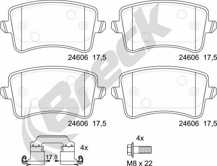 Breck 24606 00 554 10 - Brake Pad Set, disc brake www.parts5.com