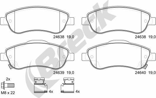 Breck 24638 00 701 00 - Σετ τακάκια, δισκόφρενα www.parts5.com