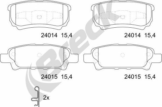 Breck 24014 00 702 10 - Комплект спирачно феродо, дискови спирачки www.parts5.com