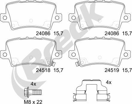 Breck 24086 00 704 10 - Brake Pad Set, disc brake www.parts5.com