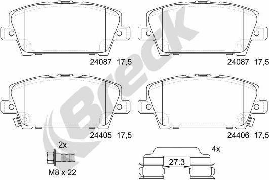 Breck 24087 00 701 10 - Sada brzdových destiček, kotoučová brzda www.parts5.com