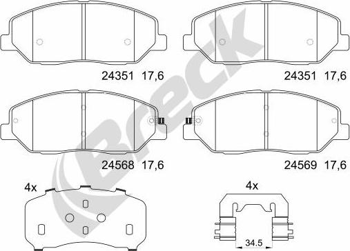 Breck 24351 00 701 00 - Set placute frana,frana disc www.parts5.com