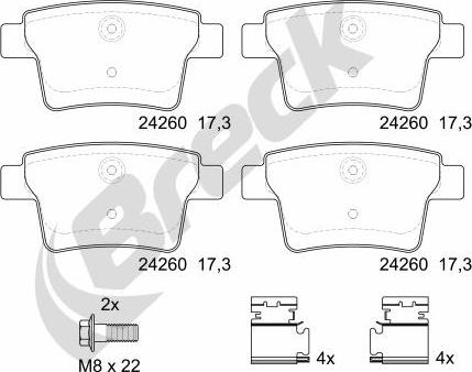 Breck 24260 00 704 00 - Brake Pad Set, disc brake parts5.com