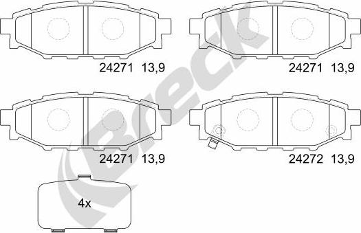 Breck 24271 00 702 10 - Тормозные колодки, дисковые, комплект www.parts5.com