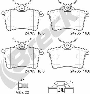 Breck 24765 00 704 00 - Fékbetétkészlet, tárcsafék www.parts5.com