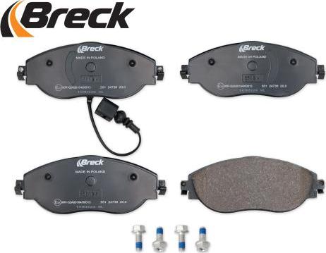 Breck 24738 00 551 00 - Fren balata seti, diskli fren www.parts5.com