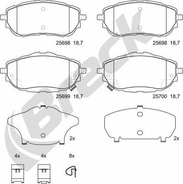 Breck 25698 00 701 00 - Brake Pad Set, disc brake www.parts5.com