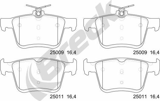 Breck 25009 00 704 00 - Kit de plaquettes de frein, frein à disque www.parts5.com