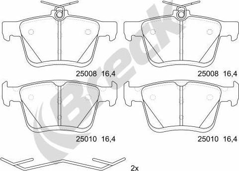 Breck 25008 00 704 00 - Тормозные колодки, дисковые, комплект www.parts5.com