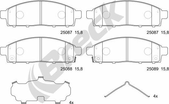 Breck 25087 00 701 00 - Тормозные колодки, дисковые, комплект www.parts5.com