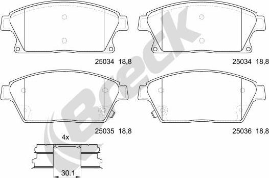 Breck 25034 00 701 10 - Set placute frana,frana disc www.parts5.com