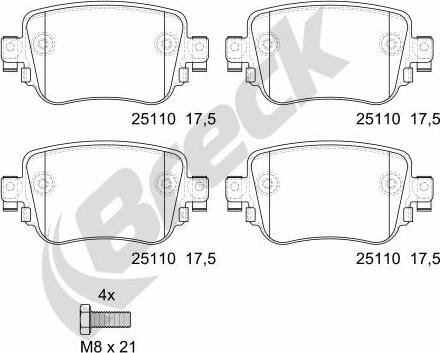 Breck 25110 00 704 00 - Brake Pad Set, disc brake parts5.com