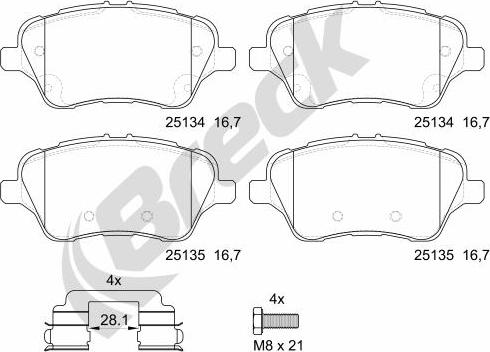 Breck 25134 00 701 00 - Brake Pad Set, disc brake www.parts5.com