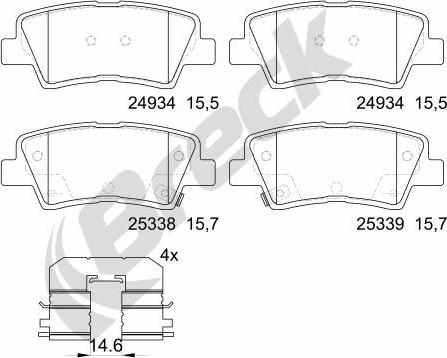 Breck 25337 00 702 00 - Komplet zavornih oblog, ploscne (kolutne) zavore www.parts5.com