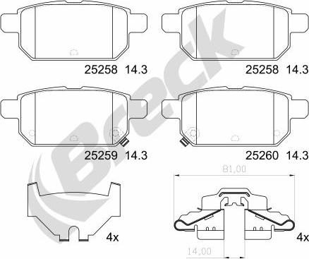 Breck 25258 00 704 00 - Set placute frana,frana disc www.parts5.com